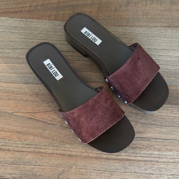 Bibi Lou (Anthropologie) Wood-Bottom Slides - Size 37 - Picture 6 of 6